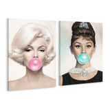 Set Cuadros Marilyn Monroe Y Audrey Hepburn Bubble Gum Chicl