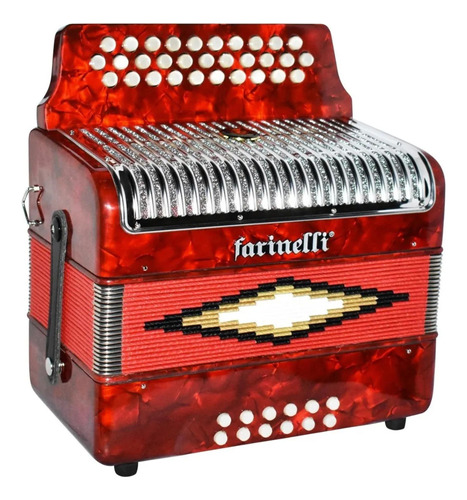 Acordeon Farinelli 3012farp Botones Fa Rojo Parrilla Metal 