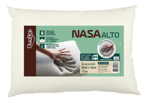 Travesseiro Duoflex Nasa Alto 50x70x17cm Capa 100% Algodão