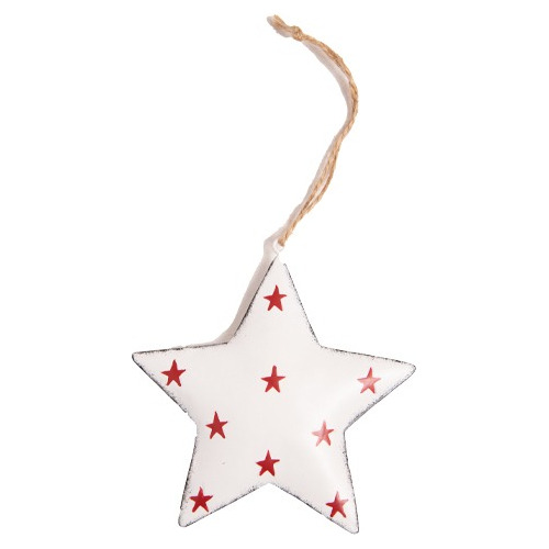 Adorno Colgante Navidad Estrella Rojo/blanco 9,5x9,5 Cm 