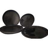 Barro Negro Oaxaca 4 Platos Planos De 20cm  Artesania 