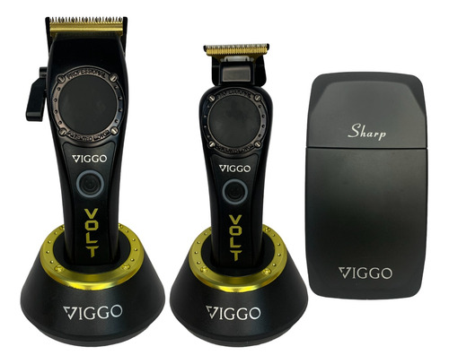 Combo Clipper + Trimmer Viggo Volt Black + Afeitadora V-004