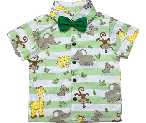 Camisa Social Safari Arca De Noé Menino Infantil Criança Top