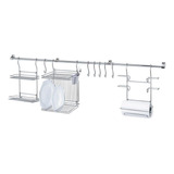 Kit Cozinha Suspensa Cook Home Porta Rolos Prateleira Dupla