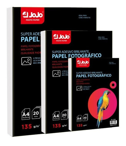 Papel Fotográfico Adesivo A4 Glossy 115g 100 Fls Cor Branco