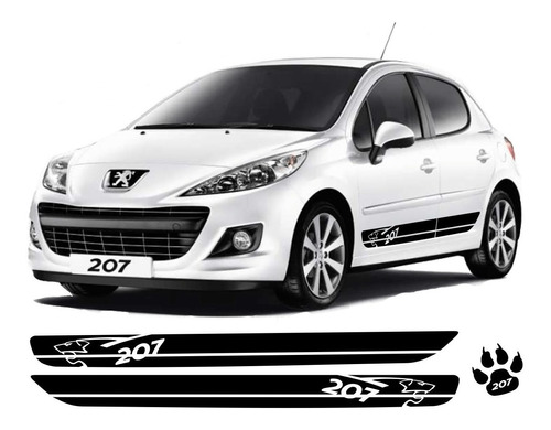 Kit 3 Adesivo Sport Peugeot 207 Lion Faixa Lateral