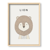 Cuadrito Infantil Bebes 50x60 Box Natural Lion Leon