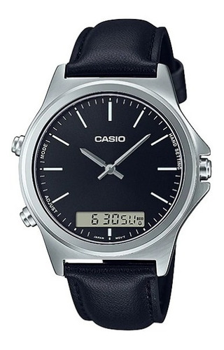 Reloj Casio Hombre Mtp-vc01l-1e Digit Analogico Cuero Negro