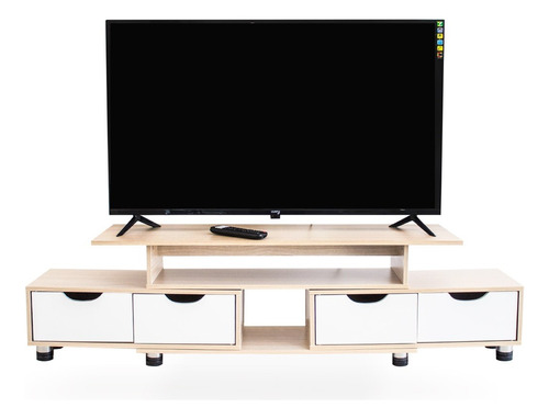 Mueble Mesa Para Tv Moderna Minimalista Resistente Ligero Color Blanco