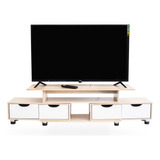 Mueble Mesa Para Tv Moderna Minimalista Resistente Ligero Color Blanco