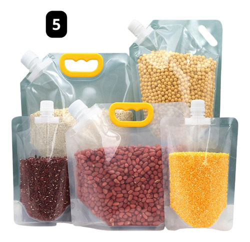 Kit 5 Sacos P/ Armazenar Grãos Arroz Feijão Alimentos