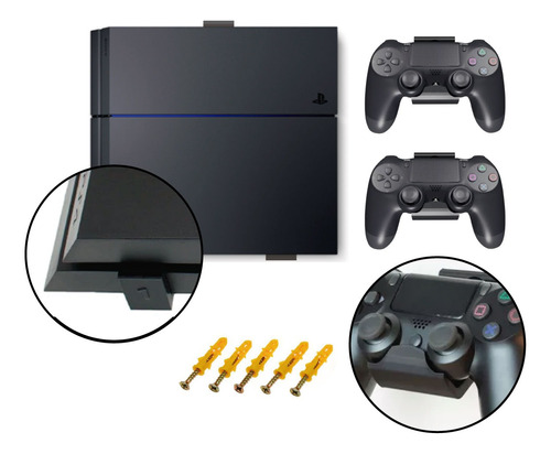 Soporte Pared Base Ps4 Slim/fat/pro + 2 Soportes De Control