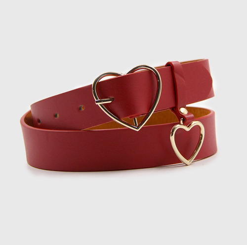 Cinturón Ecocuero Mujer Hebilla Corazón Decorativo