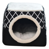 Suave Perros Gatos Casa De Mascotas Cama De Dormir Negro L