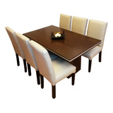 Juego Comedor Mesa Trc 160x80+ 6 Sillas Ecocuero