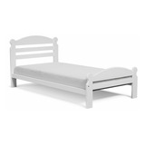 Cama De 1 Plaza Clásica Blanca De Pino Laqueada