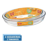 Kit 2 Assadeiras Travessa Vai Ao Forno Vidro 3,2l 4l Marinex