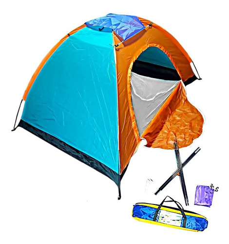 Camping Lona Gruesa Aluminio Doble Capa Carpa Para 4 Persona
