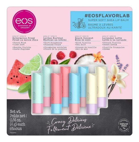 Eos Flavorlab Super Soft Shea Lip Balm Sticks, 8-pack, 2 Wat