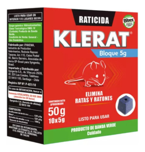 Veneno Ratones Klerat Bloque 50gr / Ventasrey