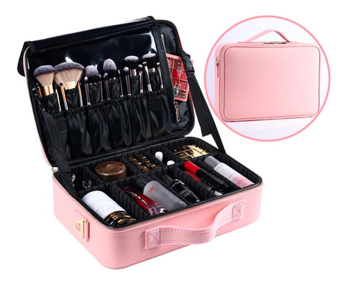 Bolso Maleta Organizador Para Maquillaje Division Ajustable