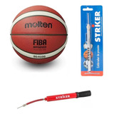 Pelota Básquet Molten B7g4500 + Medidor Presión + Inflador 