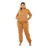 Conjunto De Moletom Grosso Basico Inverno Moda Plus Size