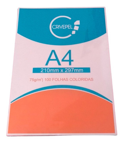 Papel Sulfite A4 75g Colorido Pacote 100 Folhas Crivepel