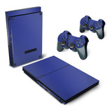 Skin Para Ps2 Slim Adesivo - Azul Escuro