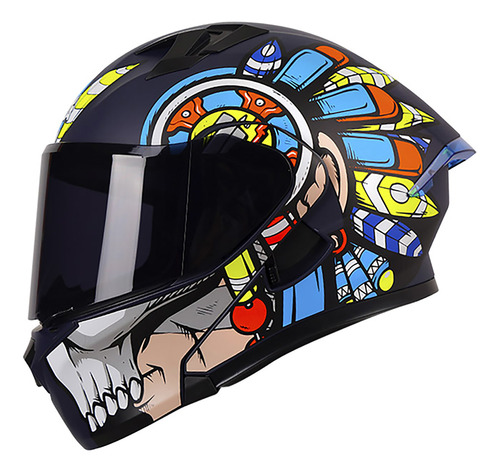 Casco Roda Rush Azul Mate Warrior Mica Humo Abatible Svs