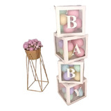 Cajas Cubos Plásticos Para Globos Decoracion Baby Shower X 4