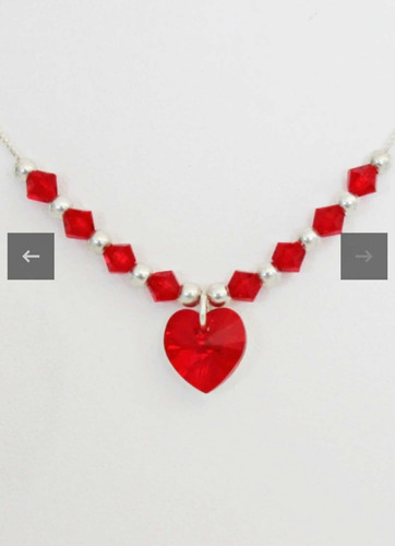 Collar Plata Sweet Heart Y Corazon 10 Mm Cristal Swarovski