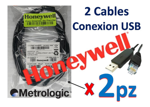 2 Cables Universal Honeywell Ms9520 U S B- C/ Imanes Ferrita