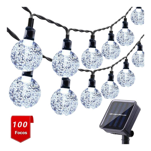 Luces De Bola De Cristal De Cuerda Solar De Navidad 100 Led