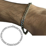 Pulseira Bracelete Prateada Aço Inoxidável 5mm 20cm Barato