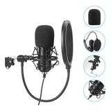 Kit Microfone Profissional Canto Podcast Condensador Bm800