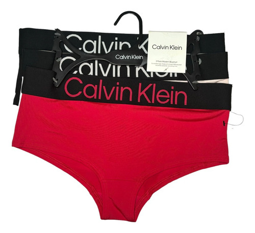 Calzones Calvin Klein De Dama Talla S Color Rojo Set 3 Pzs.