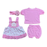 Set Bebé Conjunto Vestido Osa ( 4 Piezas ) ( 3-6 M )