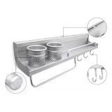 Repisa Aluminio Organizador  De Cocina Barral Ganchos 5 En 1