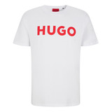Camiseta Hugo Em Jersey De Algodão Com Logo Em Contraste