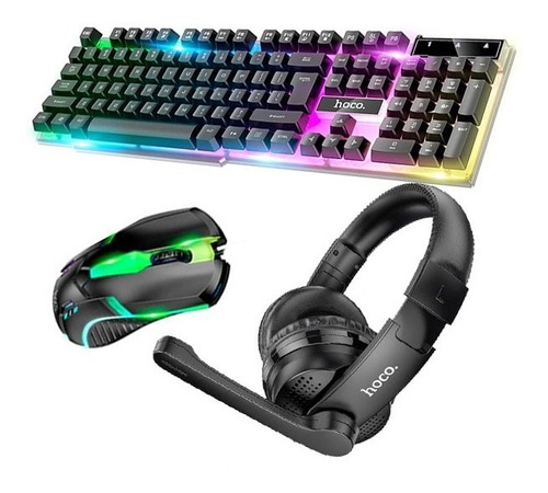 Combo 3x1 Teclado + Mouse + Audífonos Marca Hoco Pack Gamer