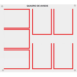 Quadro De Aviso Gestão C/ 7 Displays A4 Acrílico Vermelho