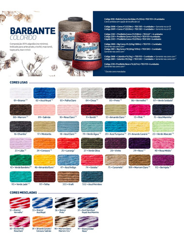 Barbante Supremo 600g Kit 40 Unid Número 4, 6 Ou 8 Promoção