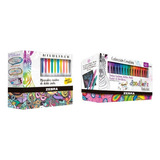 Paquete Arte Pro: 25 Marcadores Doble Punta Mildliner + 60 Bolígrafos De Gel Doodler´z Zebra.