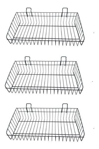 3 Cesto Expositor Aramado 20x40 P/ Painel Canaletado