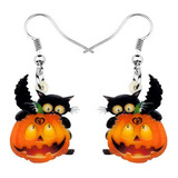 Pendientes De Gato Negro De Halloween En Acrílico Para Mujer