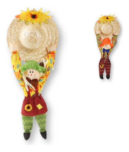 Decoração Enfeite Festa Junina Espantalho Chapeu 52cm