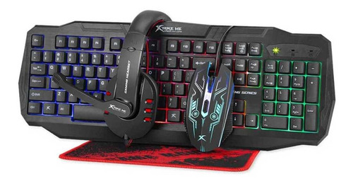 Kit Teclado - Mouse - Audifonos - Mouse Pad Gamer Xtrike Me 