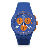 Swatch Unisex Casual Reloj Azul Plástico Cuarzo Principalmen