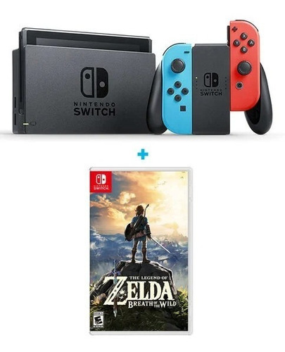 Bundle Nintendo Switch Neon V2 Lt2+ Zelda Breath Of The Wild